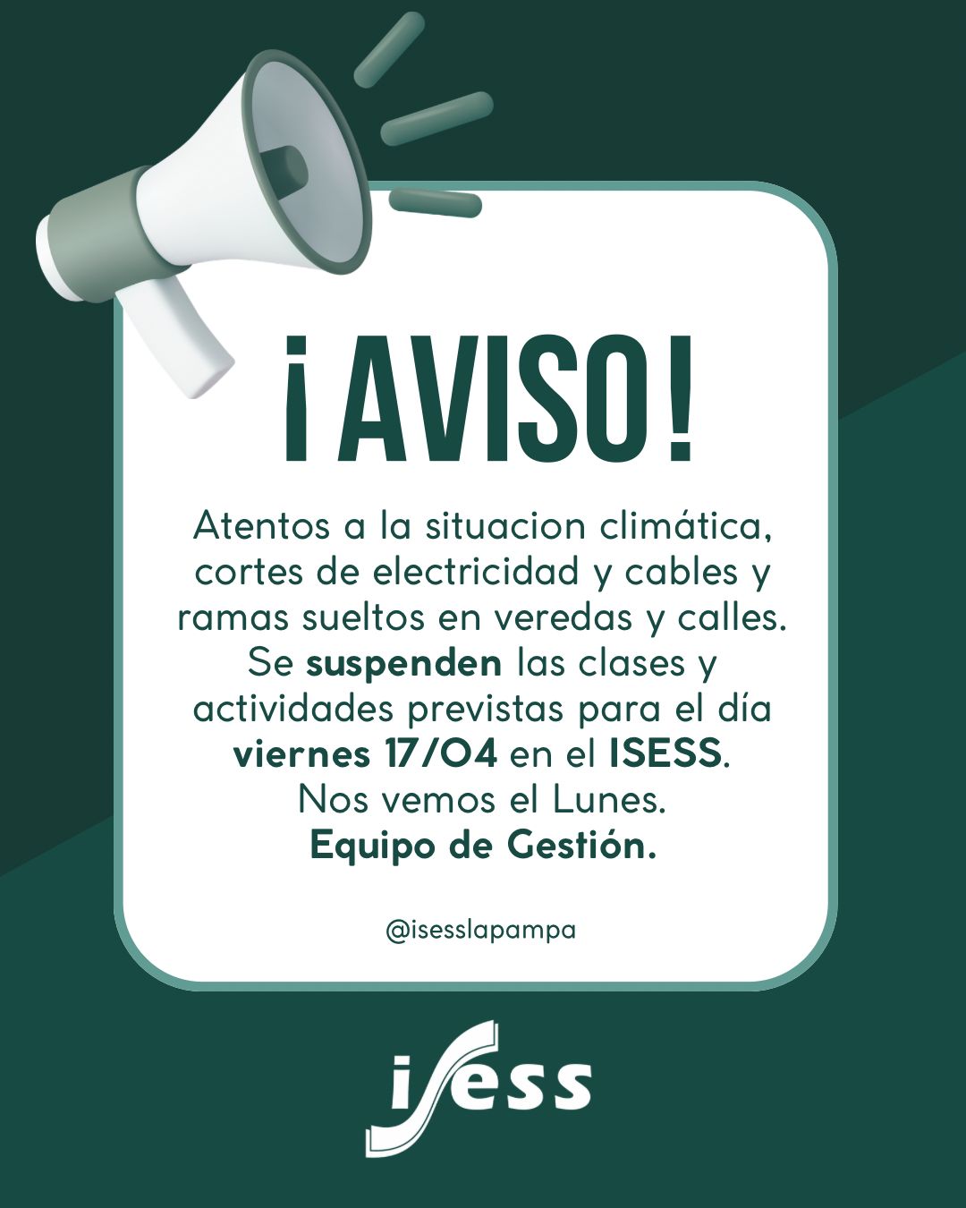 Clases suspendidas el 17/04